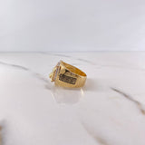 Anillo Pantera Tribal 9.25gr / T10 / Circones Verdes Blancos Tres Oros 18K &