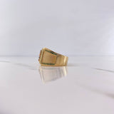 Anillo Sello Caballo 10.65gr / T9 3/4 / Circones Verdes Blancos Tres Oros 18K $