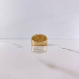 Anillo Caballo 9.65gr / T10 / Circones Verdes Blancos Tres Oros 18K $