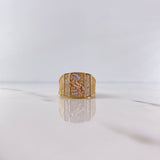 Anillo Caballo 9gr / T9 1/2 / Circones Blancos Tres Oros 18K &