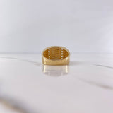 Anillo Caballo 10gr / T10 1/4 / Circones Blancos Tres Oros 18K &