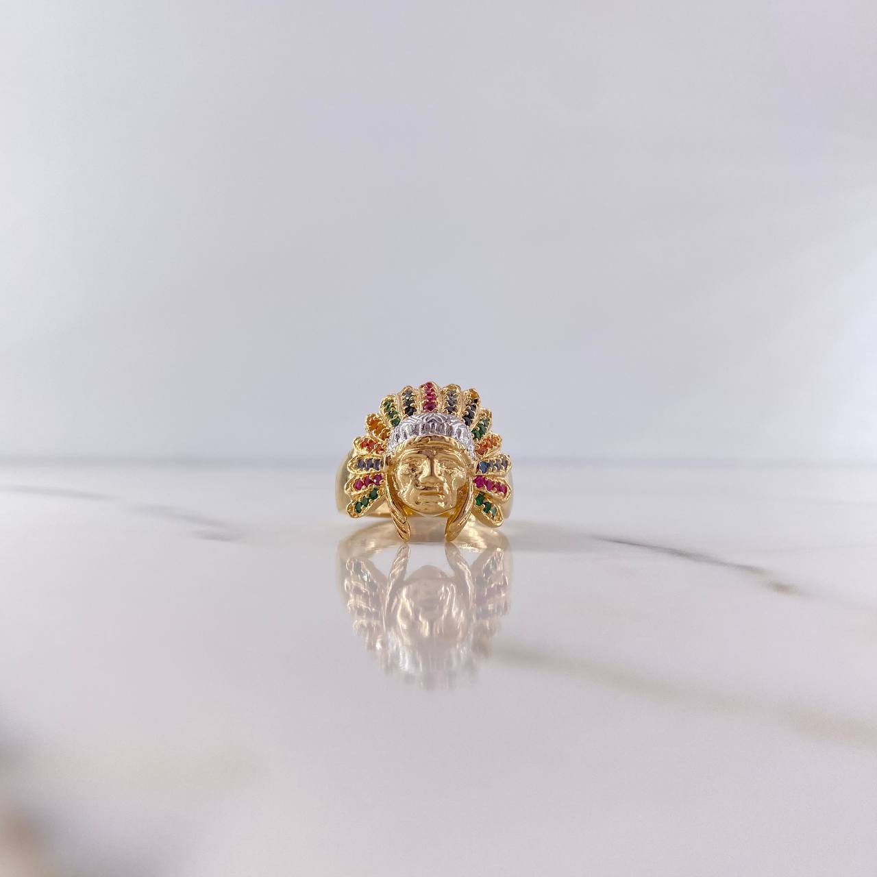 Anillo Indio 9.75gr / T8 1/2 / Circones Colores Dos Oros Amarillo Blanco 18K &