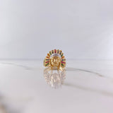 Anillo Indio 9.75gr / T8 1/2 / Circones Colores Dos Oros Amarillo Blanco 18K &