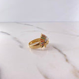 Anillo Indio 9.75gr / T8 1/2 / Circones Colores Dos Oros Amarillo Blanco 18K &