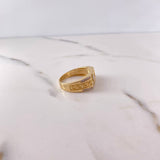 Anillo Rectangular Corona RX 7.15gr / T10 1/4 / Circones Blancos Dos Oros Amarillo Blanco 18K $