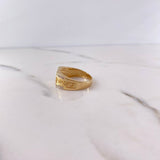 Anillo Rectangular Corona RX 7.15gr / T10 1/4 / Circones Blancos Dos Oros Amarillo Blanco 18K $