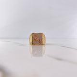 Anillo Sello Caballo 11.45gr / T9 1/2 / Circones Blancos Dos Oros Amarillo Rosa 18K $