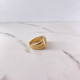 Anillo Rectangular 9.3gr / T9 1/2 / Circones Blancos Oro Amarillo 18K &