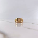 Anillo Cruz 7.7gr / T10 3/4 / Circones Verdes Blancos Oro Amarillo 18K &