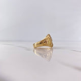 Anillo Cruz Manto 9.25gr / T8 3/4 / Circones Blancos Dos Oros Amarillo Blanco 18K &