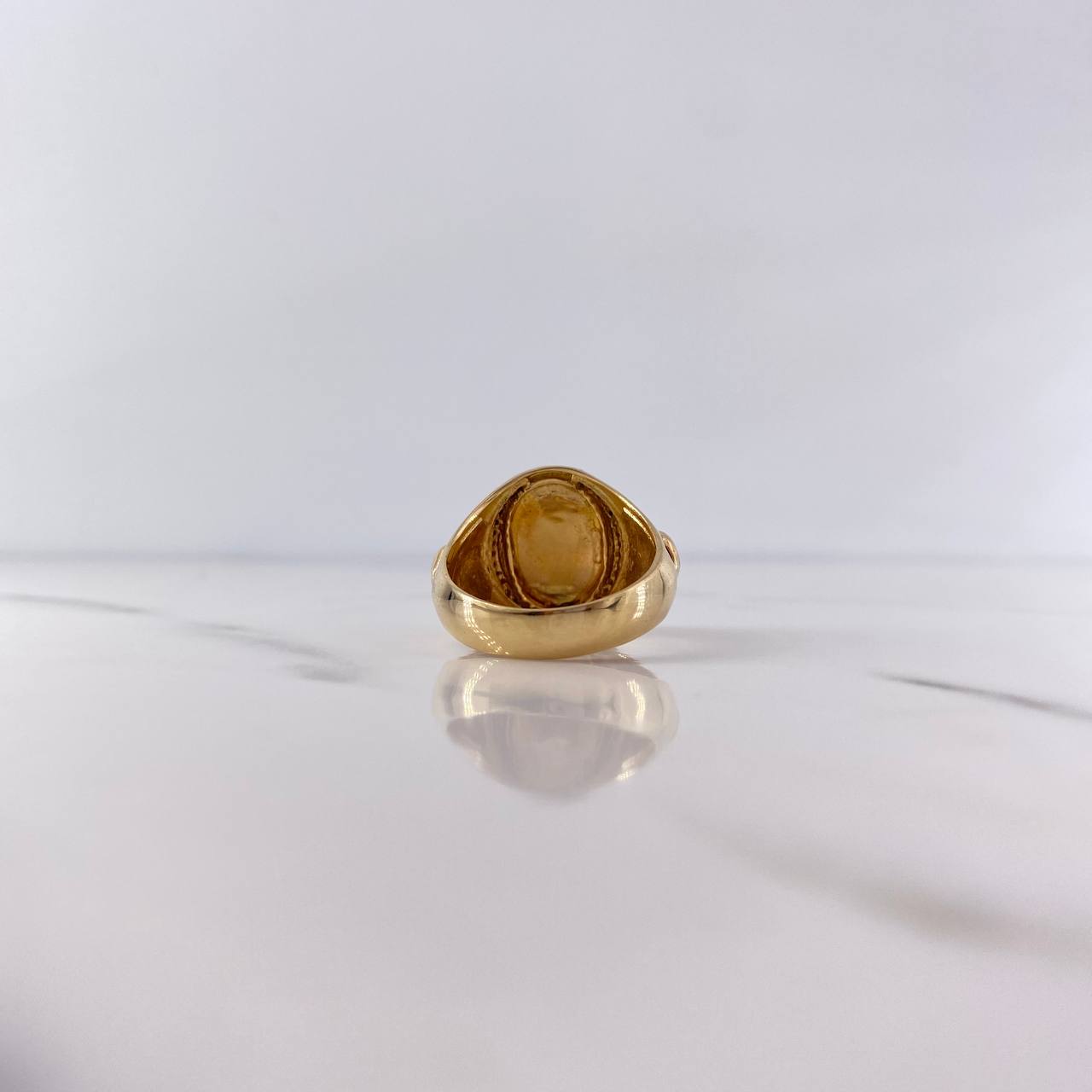 Anillo Cruz Manto 9.25gr / T8 3/4 / Circones Blancos Dos Oros Amarillo Blanco 18K &