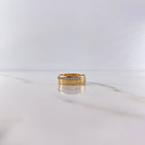 Anillo Argolla Linea 4.15gr / T6 / Circones Blancos Oro Amarillo 18K &