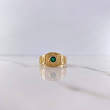 Anillo Centro Rallado 6.85gr / T10 1/2 / Tribal Circon Verde Oro Amarillo 18K &