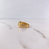 Anillo Centro Rallado 6.85gr / T10 1/2 / Tribal Circon Verde Oro Amarillo 18K &