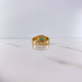 Anillo Centro Rallado 6.85gr / T10 1/2 / Tribal Circon Verde Oro Amarillo 18K &