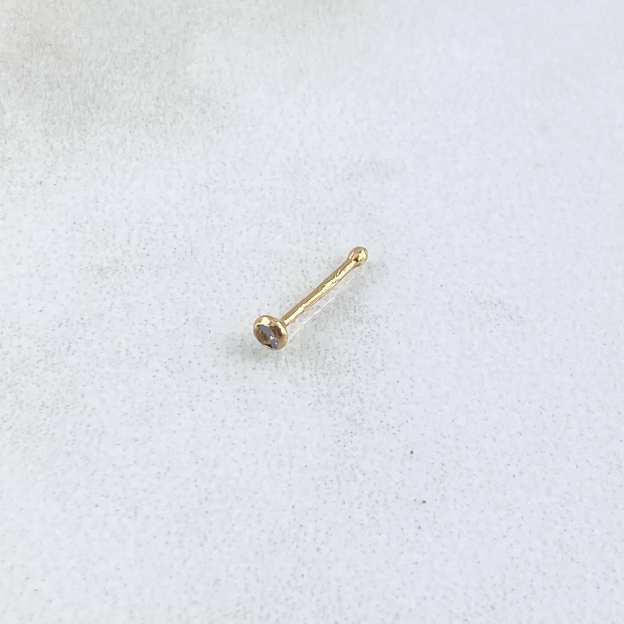 Piercing Chispa Fija Bisel 0.1gr / 1cm / Circon Azul Celeste Oro Amarillo 18K (Joya) ©