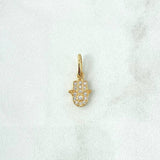 Dije Mano Hamsa 0.6gr / 1.6cm / Circones Blancos Oro Amarillo 18K