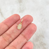 Dije Mano Hamsa 0.6gr / 1.6cm / Circones Blancos Oro Amarillo 18K