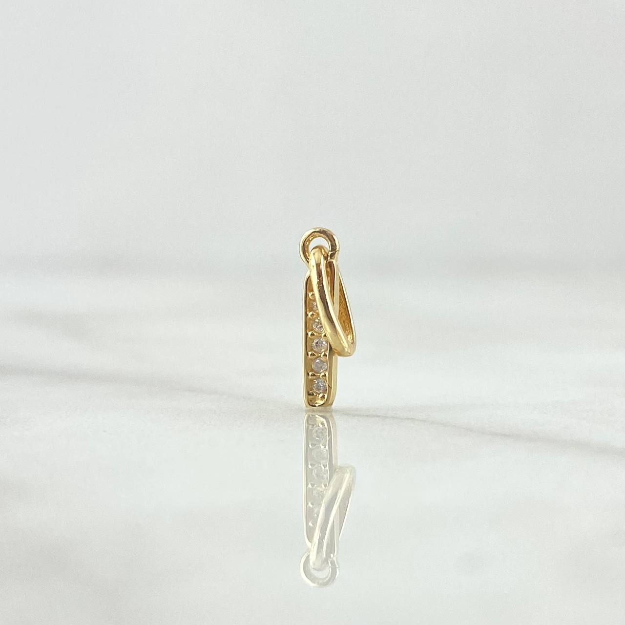 Dije Letra I Cursiva 0.4gr / 1.7cm / Circones Blancos Oro Amarillo 18K