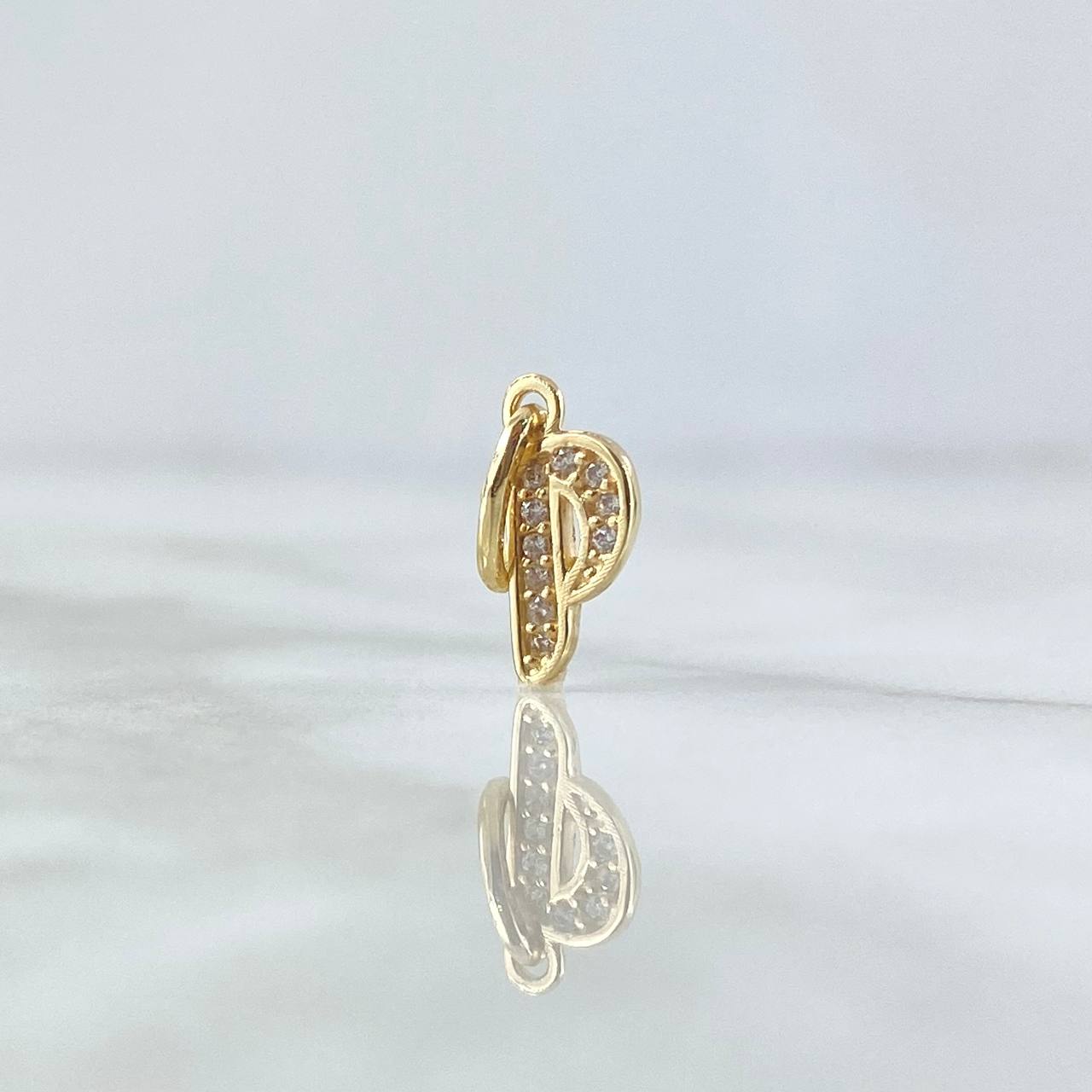 Dije Letra P Cursiva 0.7gr / 1.6cm / Circones Blancos Oro Amarillo 18K