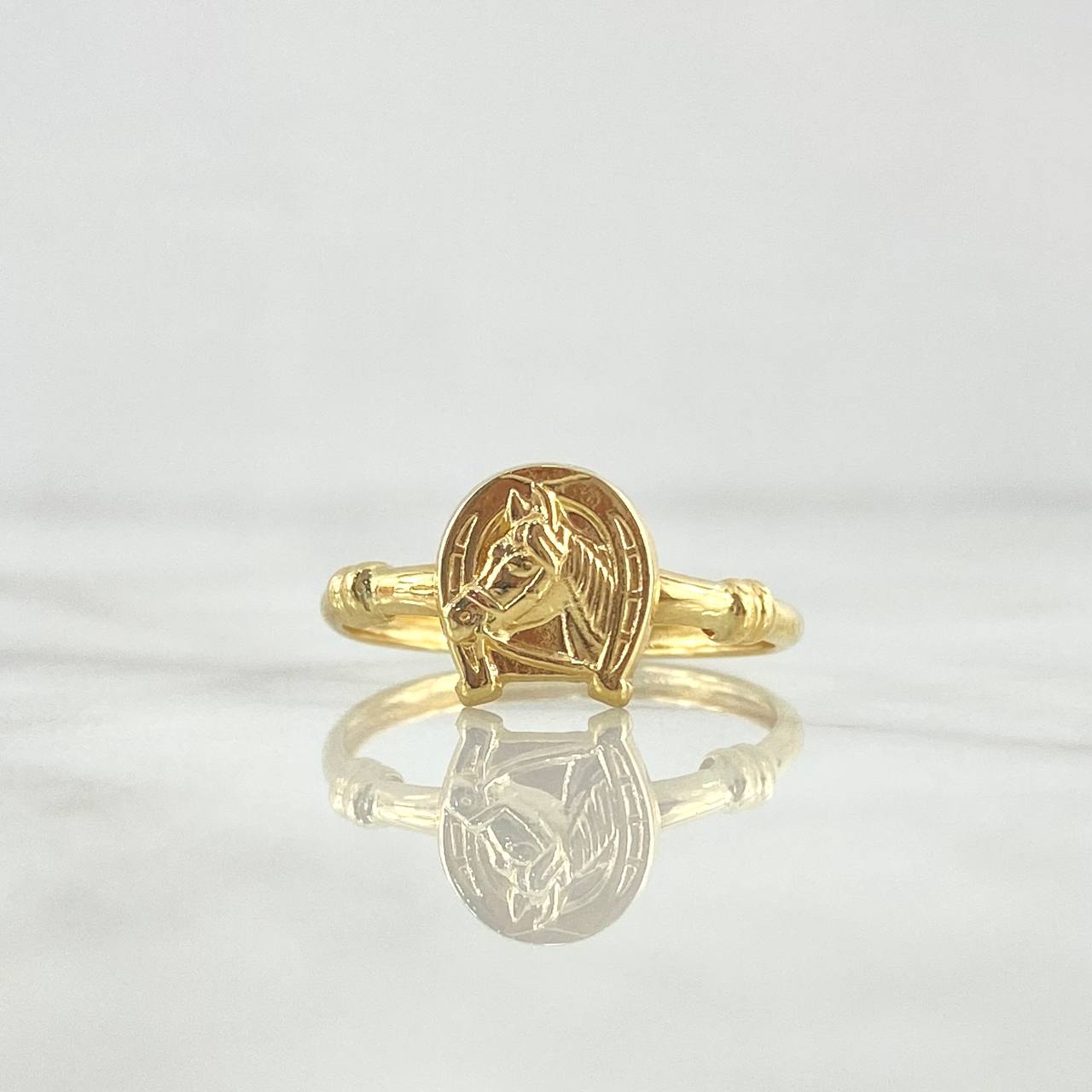 Anillo Sello Herradura 1.65 T7 3/4 / Nudo Liso  Oro Amarillo 18K *