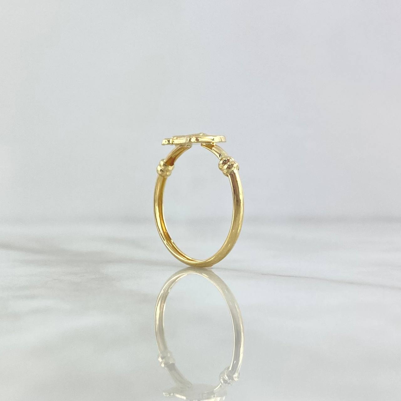 Anillo Sello Sagrado Rostro 1.25 T7 3/4 / Nudo Liso  Oro Amarillo 18K *