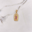 Dije Virgen Guadalupe 5.25gr / 3.6cm / Circones Blancos-Fucsias-Verdes Oro Amarillo 18K #