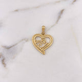 Dije Silueta Corazon 3gr / 2.7cm / Circones Blancos Oro Amarillo 18K #