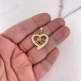 Dije Silueta Corazon 3gr / 2.7cm / Circones Blancos Oro Amarillo 18K #