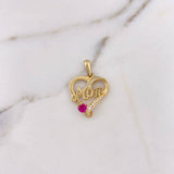 Dije Silueta Corazon Mom 2.75gr / 2.6cm / Circones Blancos Fucsia Oro Amarillo 18K #