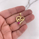 Dije Silueta Corazon Mom 2.75gr / 2.6cm / Circones Blancos Fucsia Oro Amarillo 18K #