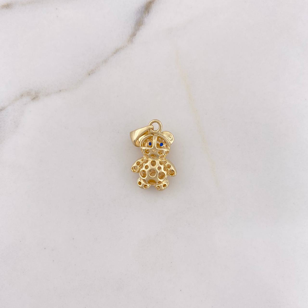 Dije Oso 3.2gr / 2.5cm / Circones Blancos Azules Oro Amarillo 18K #