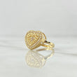 Anillo Corazon Doble 2.65gr / T5 3/4 / Circones Blancos Oro Amarillo 18K