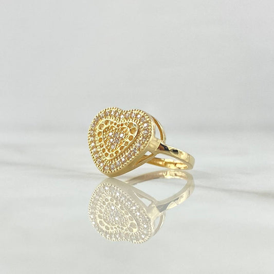 Anillo Corazon Doble 2.65gr / T5 3/4 / Circones Blancos Oro Amarillo 18K