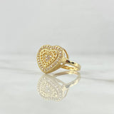 Anillo Corazon Doble 2.65gr / T5 3/4 / Circones Blancos Oro Amarillo 18K