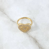 Anillo Corazon Doble 2.65gr / T5 3/4 / Circones Blancos Oro Amarillo 18K