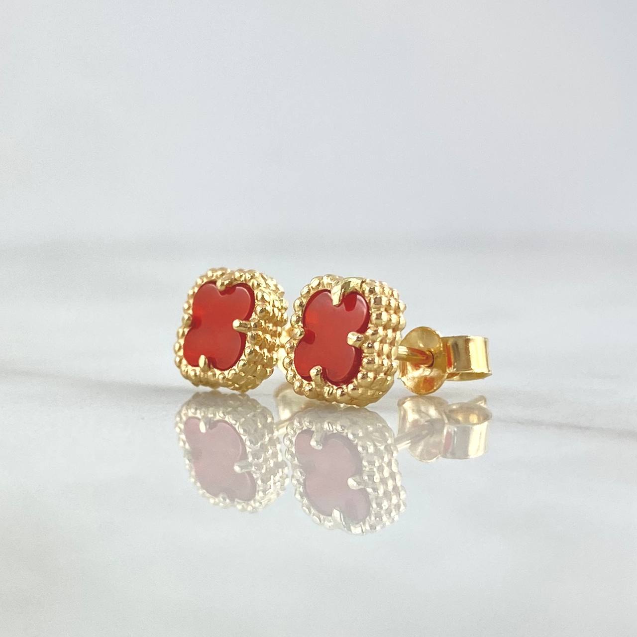 Topos Trébol VCyA 2.1gr / 7mm Ambar Rojo Punteado Oro Amarillo 18K Nac.Esp.