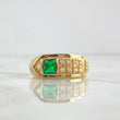 Anillo Flecha 6.55gr / T9 1/4 / Circones Blancos Y Verde Oro Amarillo 18K *