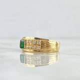 Anillo Flecha 6.55gr / T9 1/4 / Circones Blancos Y Verde Oro Amarillo 18K *