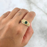 Anillo Flecha 6.55gr / T9 1/4 / Circones Blancos Y Verde Oro Amarillo 18K *