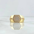 Anillo Panal Hexagonal 5.45gr / T9   / Circones Blancos Oro Amarillo 18K *