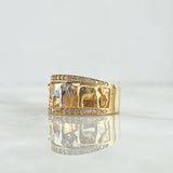 Anillo Tres Elefantes 5.3gr / T7 / Circones Blancos Tres Oros 18K *