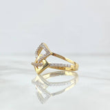 Anillo Cuadros Superpuestos 3.05gr / T7 / Circones Blancos Oro Amarillo 18K *