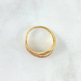 Anillo Lazos Cruzados 3.7gr / T8 3/5 / Circones Blancos Dos Oros Amarillo Rosa 18K *