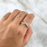 Anillo Lazos Cruzados 3.7gr / T8 3/5 / Circones Blancos Dos Oros Amarillo Rosa 18K *