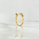 Anillo Quinces Doble Linea Corazones 3.1gr / T7 3/4 / Circones Blancos Tres Oros 18K *