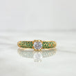 Anillo Solitario Oso TS 1.9gr / T8 / Circones Verdes Y Blanco Oro Amarillo 18K *