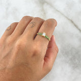 Anillo Solitario Oso TS 1.9gr / T8 / Circones Verdes Y Blanco Oro Amarillo 18K *