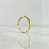 Anillo Solitario Oso TS 1.9gr / T8 / Circones Verdes Y Blanco Oro Amarillo 18K *