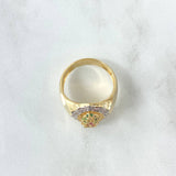 Anillo Virgen Guadalupe Silueta 6.85gr / T8 3/4 / Circones Blancos Verdes Y Fucsias Oro Amarillo 18K *